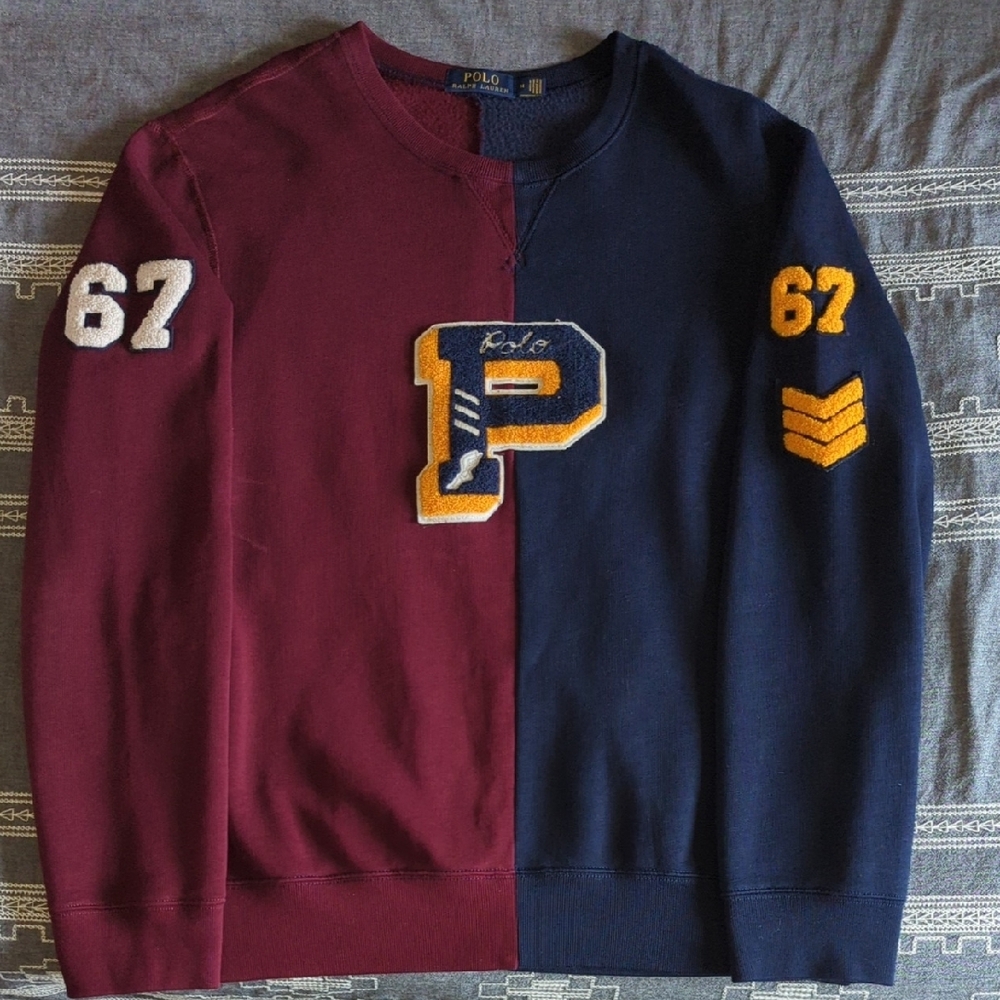 NOT FOR SALE Polo by Ralph Lauren Men's Burgundy and Navy Sweater